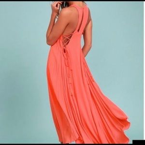 NWOT Gauze Lace Up Midi Dress